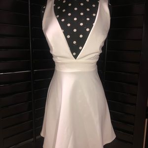 V neck white dress